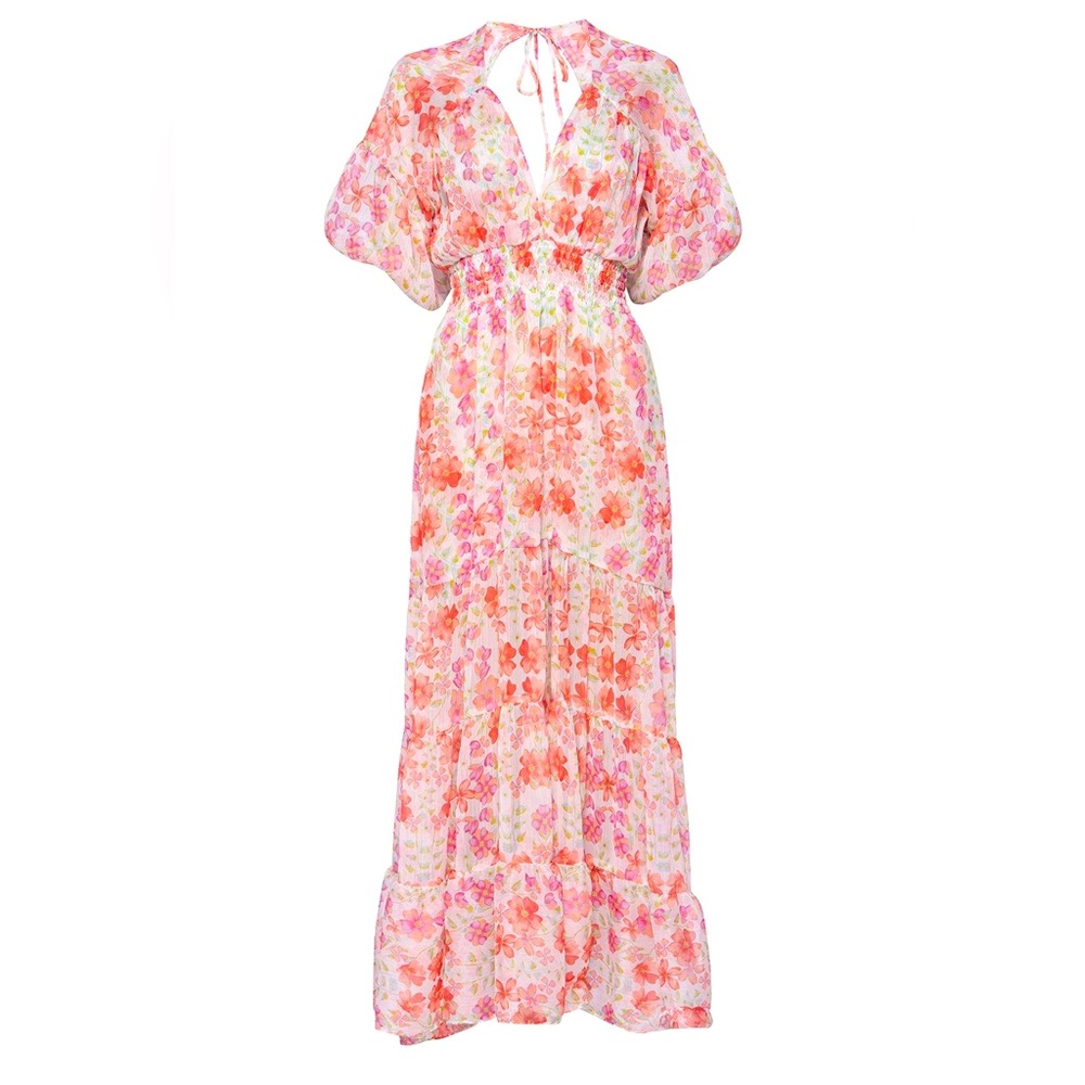 MISA Pippa floral pinks chiffon flowy feminine  maxi dress